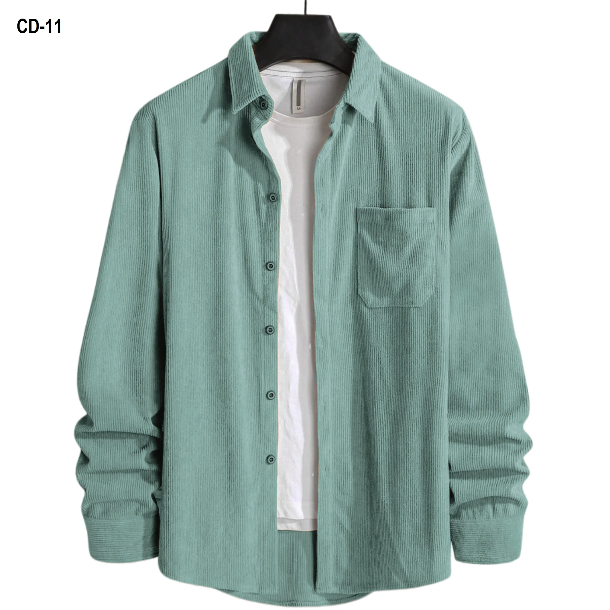 Cord Sea Green Color Shirt